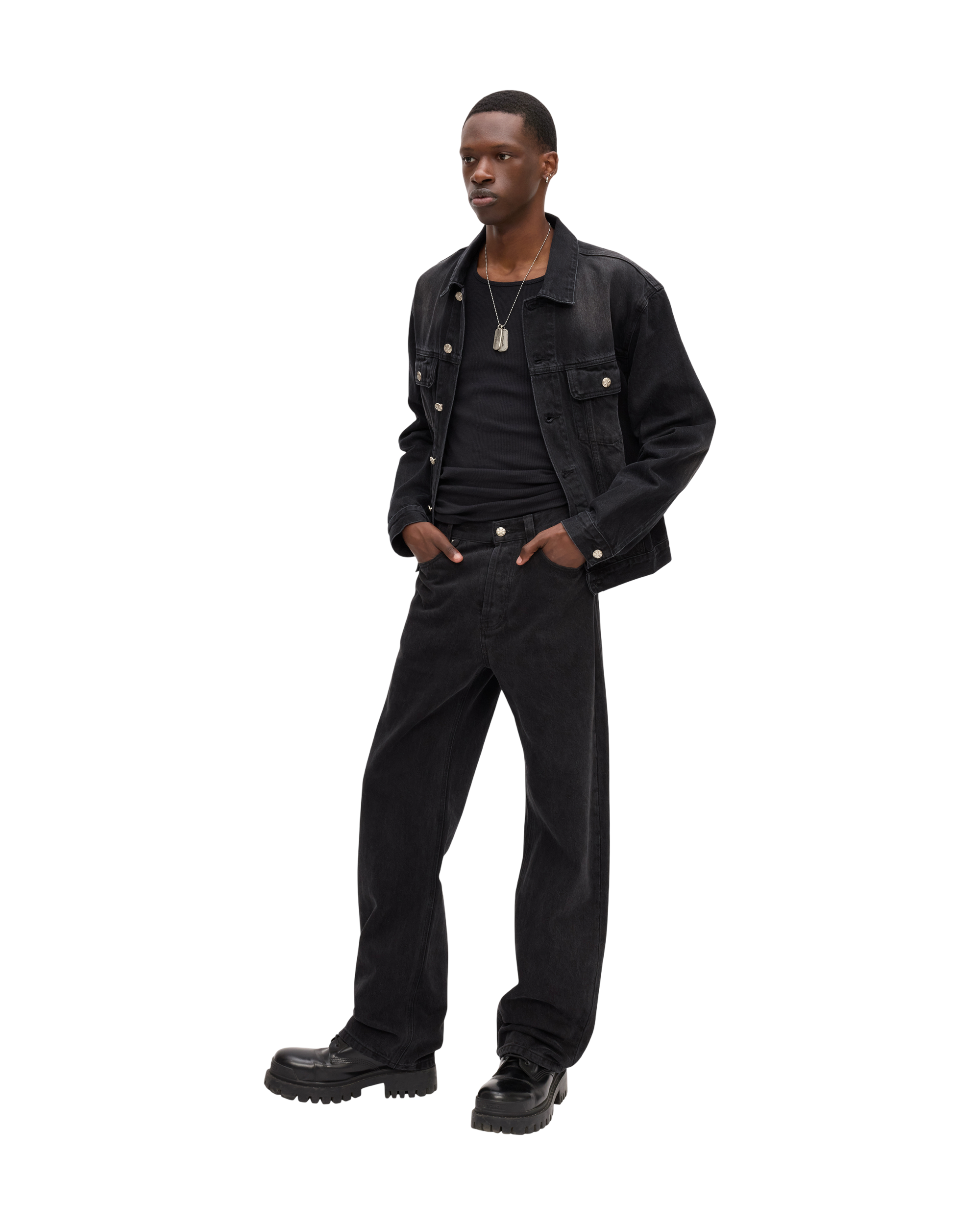WASHED DENIM REGULAR FIT PANTS
