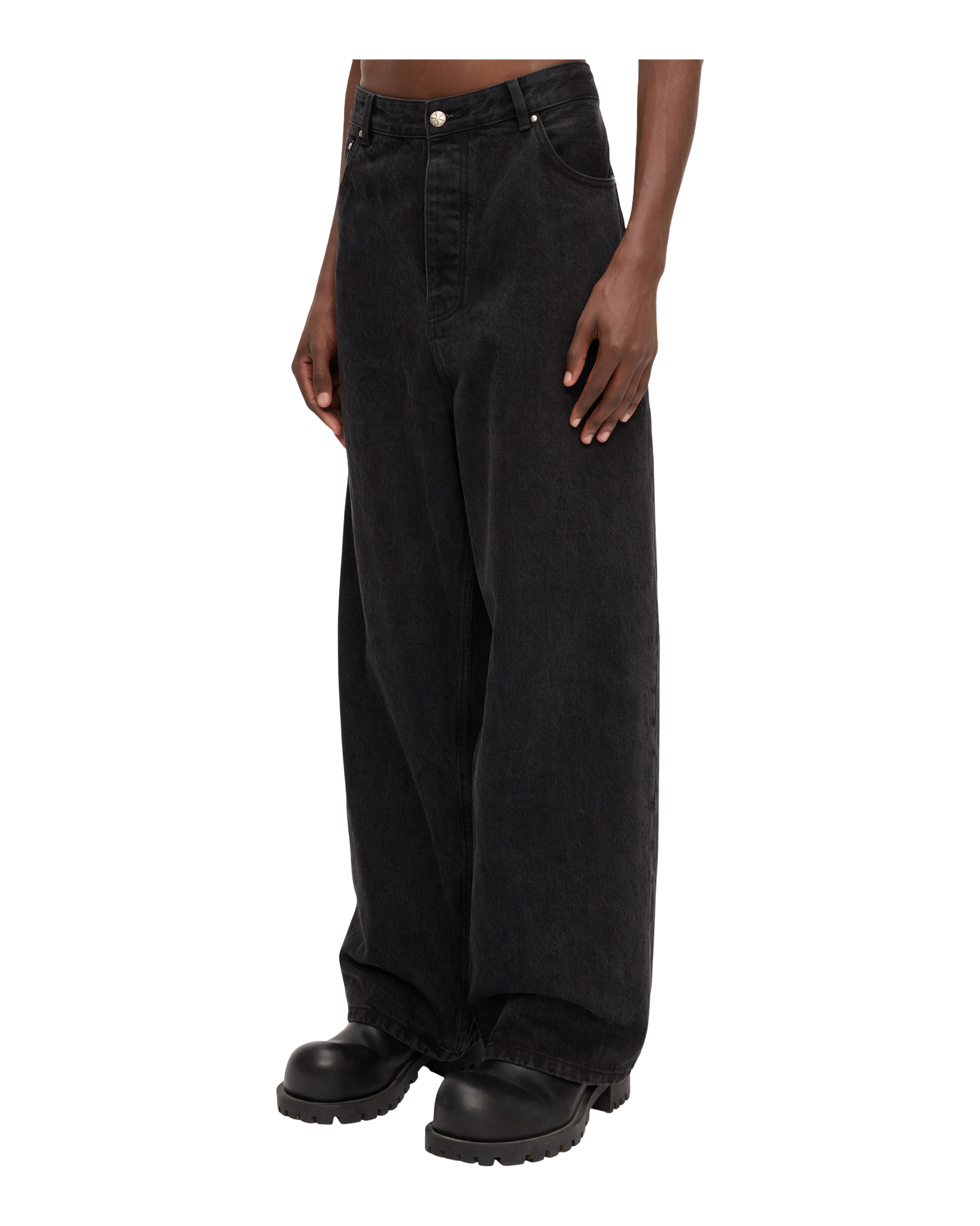 WASHED DENIM BAGGY FIT PANTS